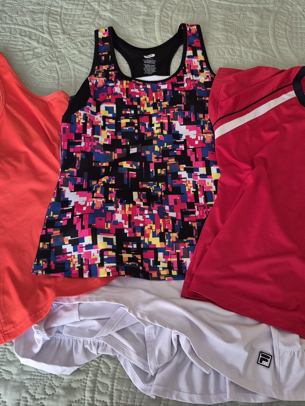 Athletic Pixel-Print Racerback Tank Top - Black Multi